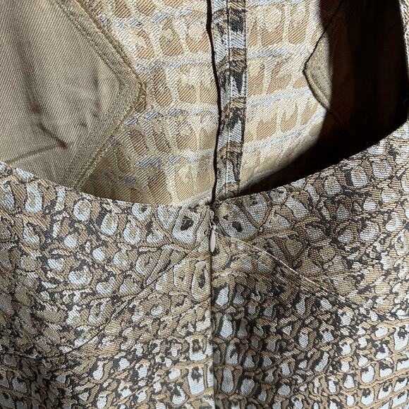 Stella McCartney Runway Crocodile Jacquard V-Neck Open Back Slit Dress Size 2 - Picture 9 of 15